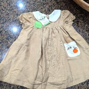 Nwt oaks apparel company linen pumpkin dress 24 m/2t